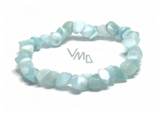 Larimar Troml náramek elastický přírodní kámen vyrobený z lesklých a zaoblených kamenů 3 - 5 mm / 16 - 17 cm, kámen bájné Atlantidy