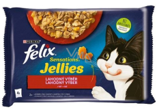 Felix Sensations Jellies Multipack hovězí a kuřecí v ochuceném želé, kompletní krmivo pro dospělé kočky 4 x 85 g