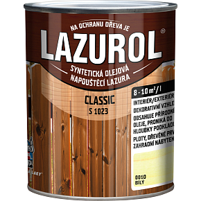 Lazurol Classic S1023 tenkovrstvá lazura na dřevo s obsahem olejů, 0010 bílá, 750 ml