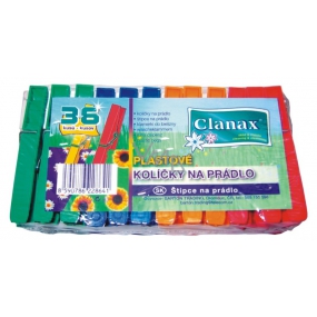 Clanax Kolíčky na prádlo plastové barevné 36 kusů