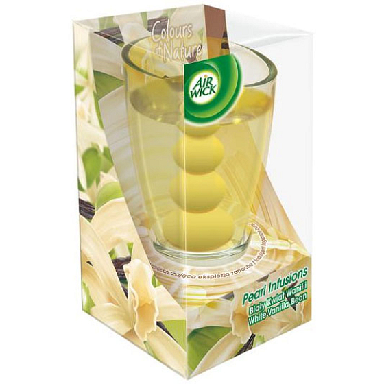 Air Wick Pearl Infusions Vanilková vůně Vánoc vonná gelová svíčka ve skle 120 g