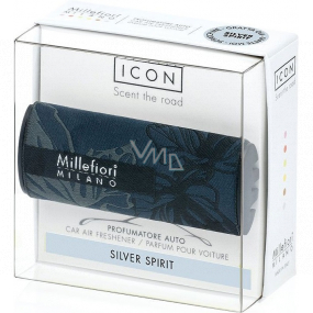 Millefiori Milano Icon Silver Spirit - Stříbrný svit vůně do auta Textil Floral voní až 2 měsíce 47 g