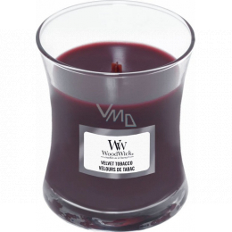 WoodWick Velvet Tobacco - Sametový tabák vonná svíčka s dřevěným knotem a  víčkem sklo malá 85 g