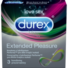 Durex Extended Pleasure kondom pro déle trvající rozkoš nominální šířka: 56 mm 3 kusy