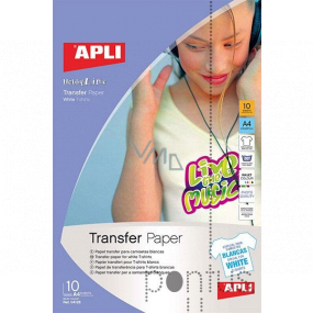 Apli Transfer Paper nažehlovací papír pro inkoustové tiskárny, na bílá trička 1 balení 10 listů