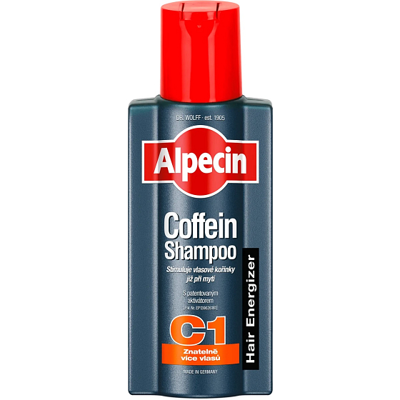 Alpecin Energizer Coffein C1, Kofeinový šampon stimuluje růst vlasů, zpomaluje dědičné vypadávání vlasů 375 ml