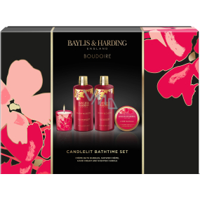 Baylis & Harding Třešňový květ pěna do koupele 300 ml + sprchový krém 300 ml + mléko na tělo a ruce 50 ml + vonná svíčka 60 g, kosmetická sada pro ženy