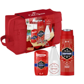 Old Spice Captain 3v1 sprchový gel na tvář, tělo a vlasy 250 ml + deodorant stick 50 ml + voda po holení 100 ml + kosmetická taška, kosmetická sada pro muže