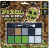 Kidea Pixel barvy na obličej fosforeskující barvy + štětec, kreativní sada