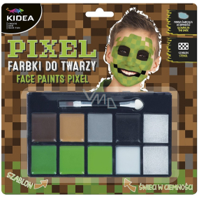 Kidea Pixel barvy na obličej fosforeskující barvy + štětec, kreativní sada