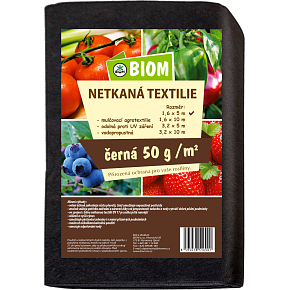 Biom netkaná textílie černá 50 g/m² velikost 1,6 x 5 m