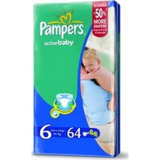 Pampers Active Baby 6 Extra Large 16+kg plenkové kalhotky 64 kusů