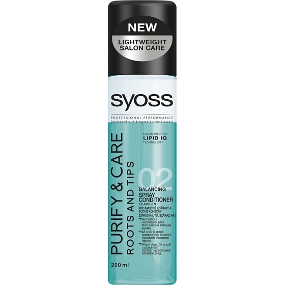 Syoss Purify & Care Roots and Tips kondicionér pro mastné kořínky a suché konečky sprej 200 ml