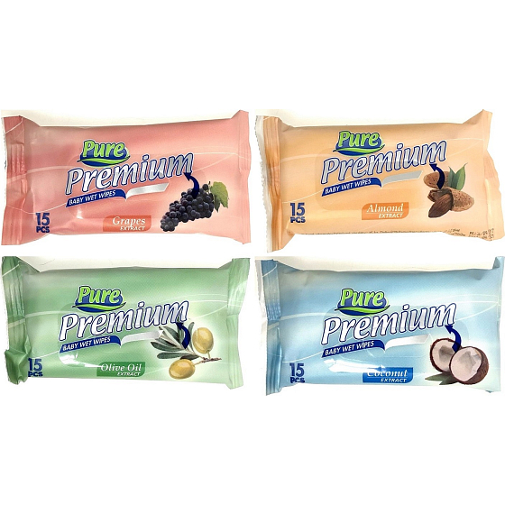 Pure Premium vlhčené ubrousky pro děti 15 kusů