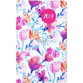 Albi Diář 2019 kapesní týdenní Akvarelové květy 15,5 x 9,5 x 1,2 cm