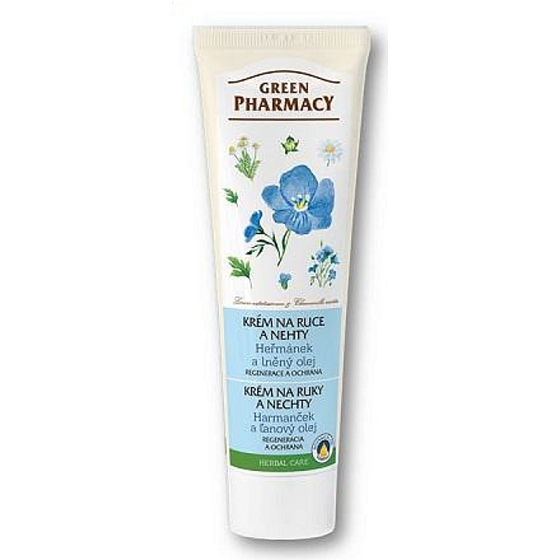 Green Pharmacy Heřmánek a Lněný olej regenerace + ochrana krém na ruce a nehty 100 ml