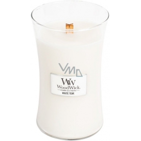 WoodWick White Teak - Bílý teak vonná svíčka s dřevěným knotem a víčkem sklo velká 609,5 g