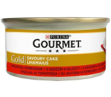 Gourmet Gold Savoury Cake hrubá paštika s hovězím a rajčaty konzerva pro dospělé kočky 85 g