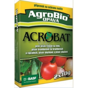 AgroBio Acrobat MZ WG přípravek na ochranu rostlin proti plísni brambor, rajčat, cibule, okurky ve skleníku a révy vinné 2 x 10 g O064602A 10/2022