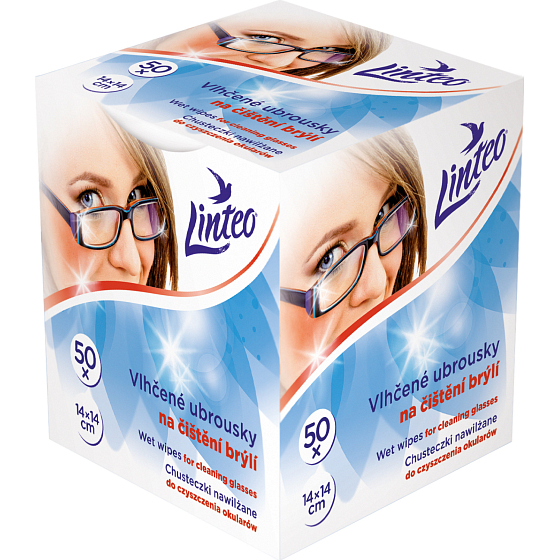 Linteo vlhčené ubrousky na brýle, 50 ks
