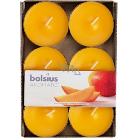 Bolsius Aromatic Maxi Exotic Mango s vůní manga vonné čajové svíčky 6 kusů, doba hoření 8 hodin