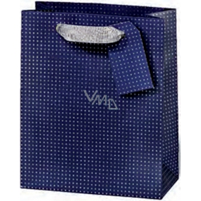 BSB Luxusní dárková papírová taška 36 x 26 x 14 cm Tmavě modrá s puntíky LDT 374-A4
