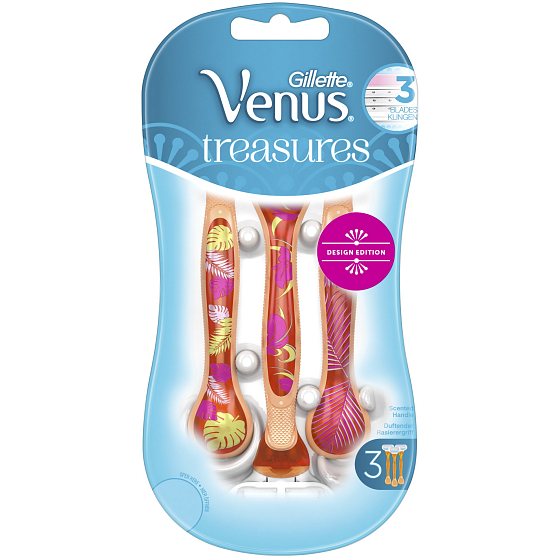 Gillette Venus Treasures Design Edition Orange oranžová pohotová holítka 3 kusy pro ženy