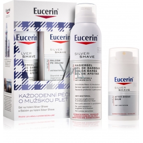 Eucerin Men gel na holení pro citlivou pleť 150 ml + Silver Shave balzám po holení pro citlivou pleť 75 ml, kosmetická sada
