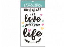 Samolepky na zeď s textem Love, life 60 x 32 cm