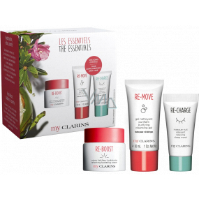 Clarins MyClarins Loyalty VP Re-Boost hydratační krém 50 ml + Re-Move čisticí gel 30 ml + Re-Charge relaxační noční maska 15 ml, kosmetická sada