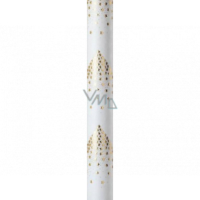Zoewie Dárkový balicí papír 70 x 150 cm Vánoční Luxusní White Christmas s ražbou bílý zlaté hvězdy ve tvaru stromku