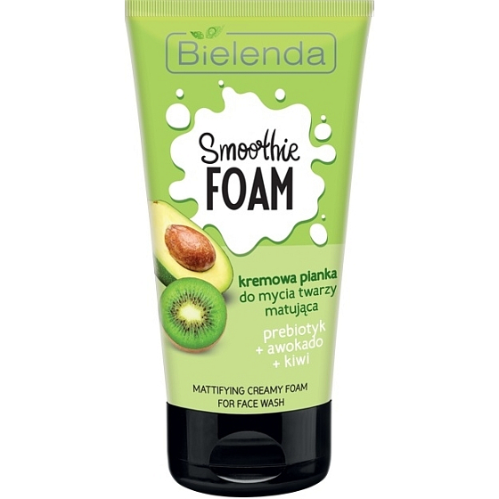 Bielenda Smoothie Foam Avokádo + Kiwi + Probiotika normalizující krémová čisticí pleťová pěna 135 g