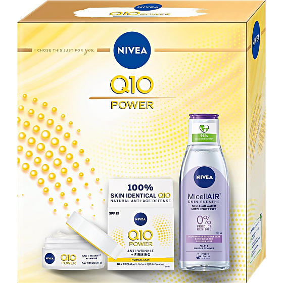 Nivea Face Q10 Power denní krém 50 ml + micelární voda 200 ml, kosmetická sada