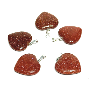 Goldstone zlatý Srdce přívěsek 20 mm, kámen ambicí