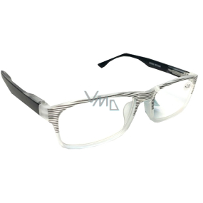 Berkeley Čtecí dioptrické brýle +2,0 plast průhledné, černé proužky 1 kus MC2248