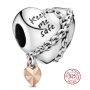 Charm Sterlingové stříbro 925 Srdce s řetízkem Keep me safe, korálek na náramek láska