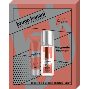 Bruno Banani Magnetic Woman parfémovaný deodorant sklo 75 ml + sprchový gel 50 ml, kosmetická sada pro ženy