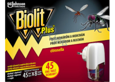 Biolit Plus Elektrický odpařovač s vůní citronelly proti komárům a mouchám 45 nocí strojek + náplň 31 ml