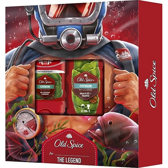 Old Spice Citron with Sandalwood antiperspirant deodorant stick 50 ml + 2v1 sprchový gel a šampon 250 ml, kosmetická sada