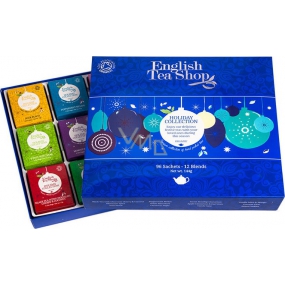 English Tea Shop Bio Modré ozdoby 96 kusů bioodbouratelných pyramidek čaje 12 příchutí, dárková kazeta