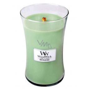 WoodWick White Willow Moss - Vrba a Mech vonná svíčka s dřevěným knotem a víčkem sklo velká 609,5 g