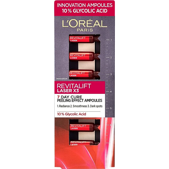 Loreal Paris Revitalift Laser X3 vyhlazující pleťové sérum s kyselinou glykolovou v ampulích 7 x 1 ml