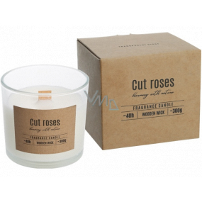 Bispol Cut Roses - Řezané růže vonná svíčka s dřevěným knotem sklo 300 g