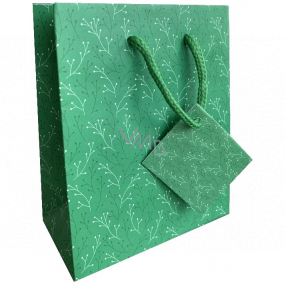 Nekupto Dárková papírová taška 14 x 11 x 6,5 cm Zelené větvičky 2005 50 KFS