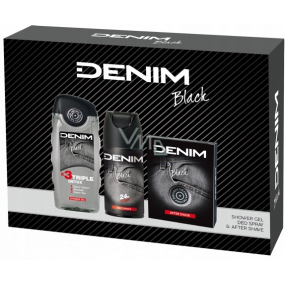 Denim Black voda po holení 100 ml + deodorant sprej 150 ml + sprchový gel 250 ml, kosmetická sada pro muže