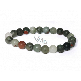 Heliotrop / Bloodstone matný náramek elastický přírodní kámen, kulička 8 mm / 16 -17 cm, kámen s obrovskou léčivou mocí