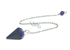 Lapis Lazuli kyvadlo přírodní kámen 2,5 cm + 18 cm řetízek s korálkou, kámen harmonie