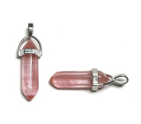 Křišťál růžový Kyvadlo šestihran přívěsek přírodní kámen 41 x 13 mm, kámen kamenů