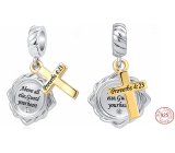 Charm Sterlingové stříbro 925 Náboženská kouzla Proverbs 4:23, 2v1 přívěsek na náramek