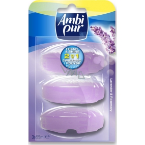 Ambi Pur Fresh & Shine 2v1 Lavender & Rosemary toaletní blok náplň 3 x 55 ml